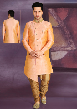Peach with Gold Color Designer New Indo Western Sherwani